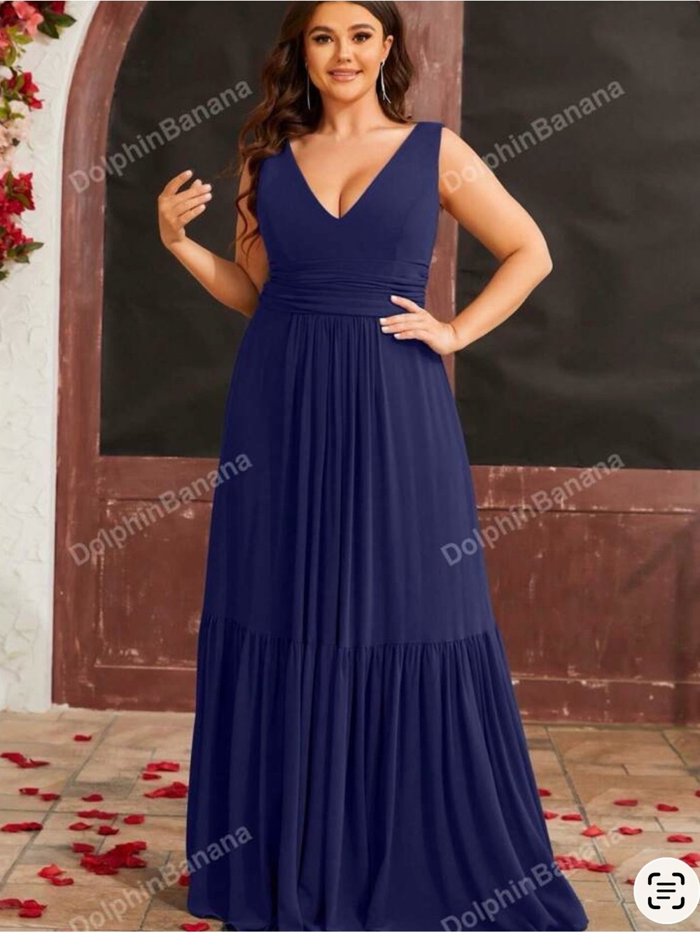 Navy V-Neck Maxi Dress
